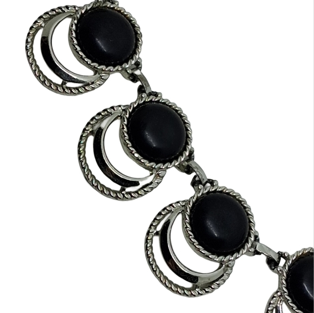 🖤 1959 Sarah Coventry "Bold and Beautiful" Black Cabochon Choker Necklace - Picture 5 of 8